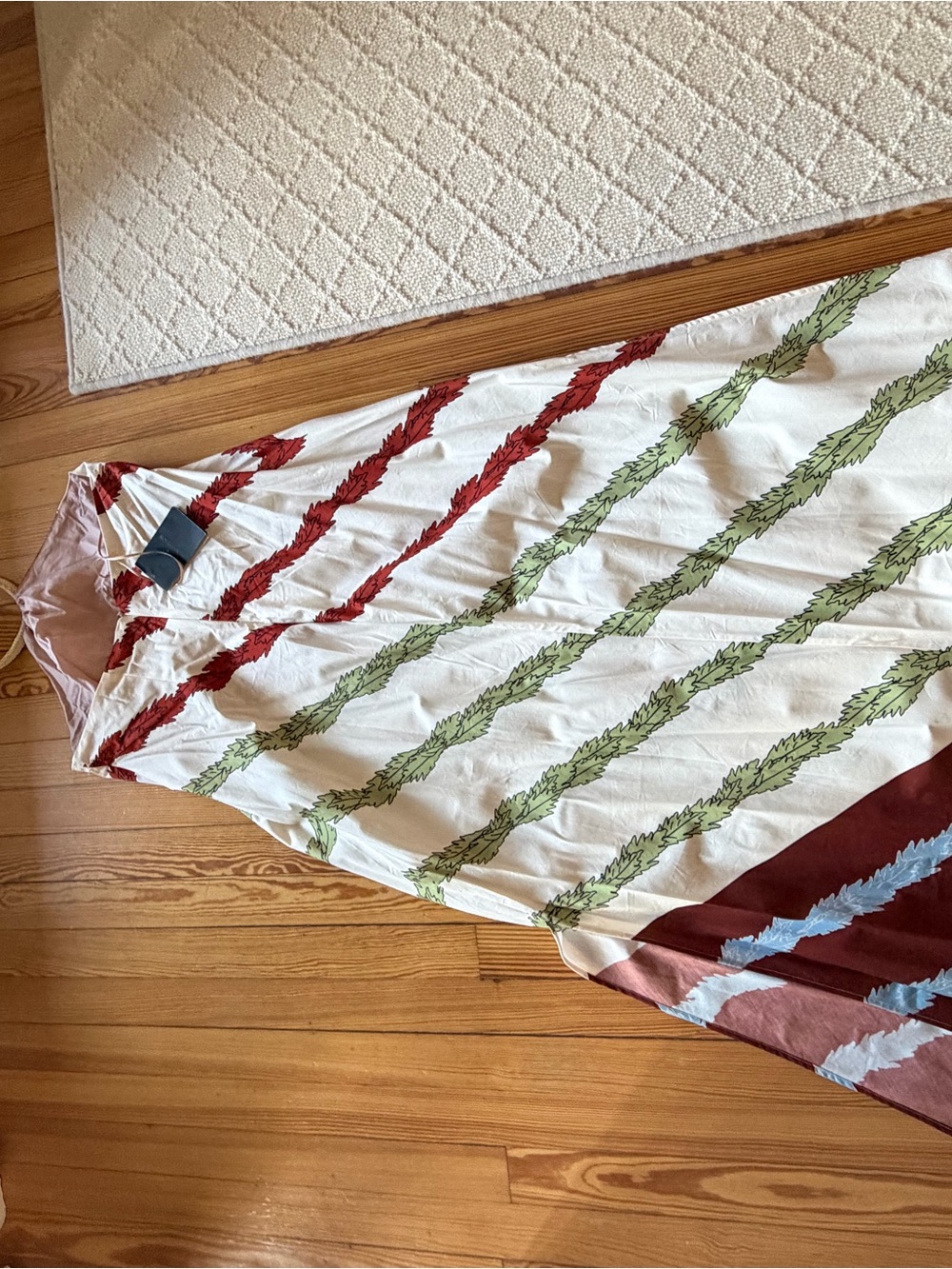 Johanna Ortiz Cream Maxi Dress with Red Leaf Print - Picture 3 of 4